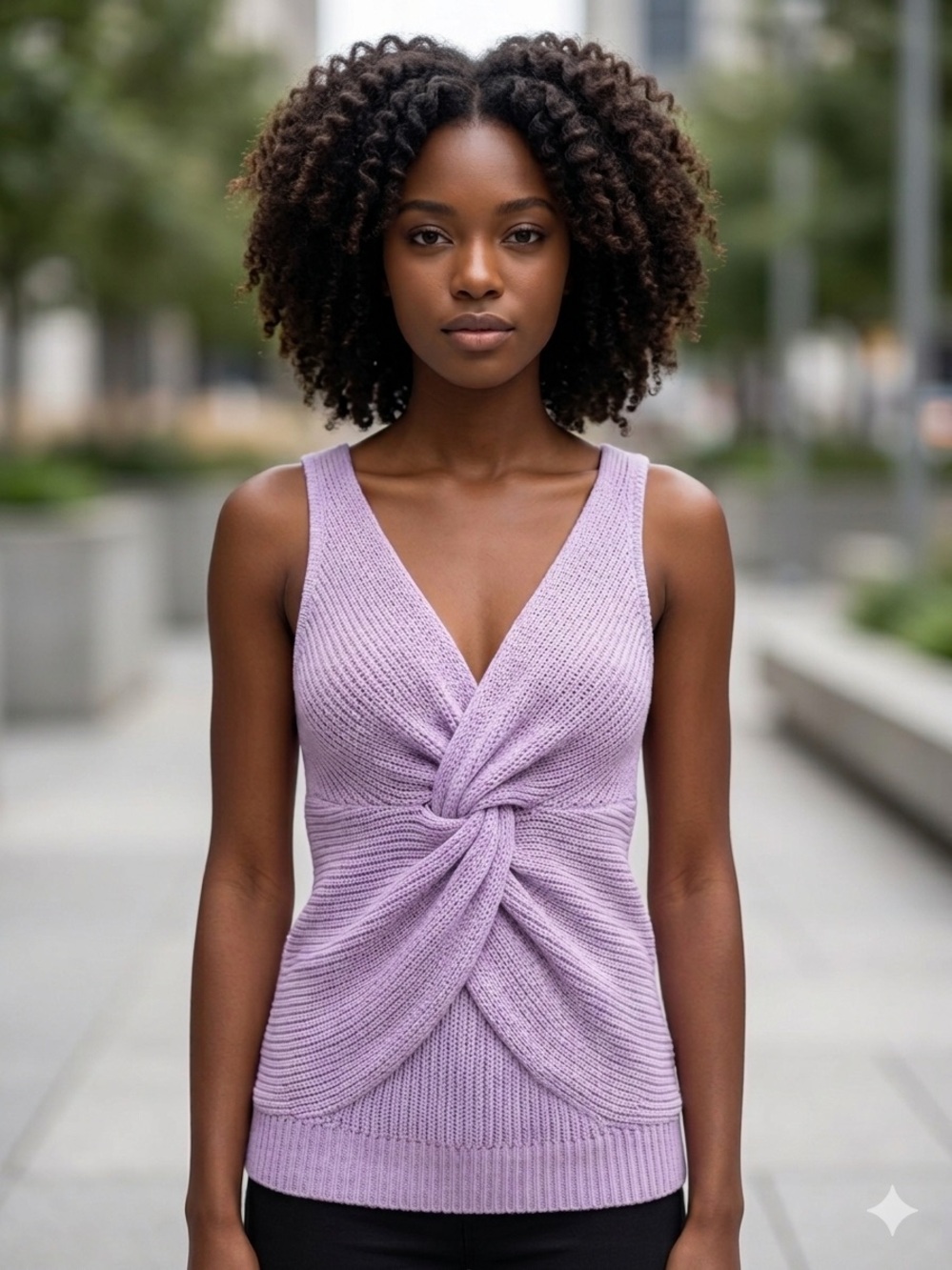 Robert Rodriguez Light Lavender Twist-Front Tank